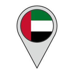 Vector illustration of a geolocation tag colored with the flag of the UAE