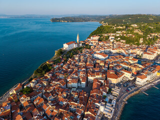 piran city in Slovenia, drone photo