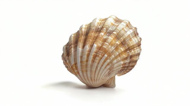 A close-up shot of a shell on a white surface, perfect for use in designs related to beach or nature themes