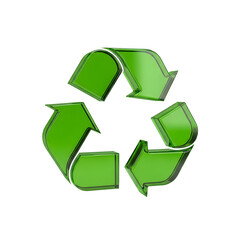 Obraz premium Green Recycling Symbol in 3D Style on Transparent Background