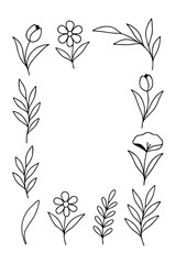 Botanical Line Art Icons — Elegant Minimalist Nature Series, A curated collection of fifteen botanical line art icons featuring diverse floral and leaf motifs — crafted in minimalist style and arrange