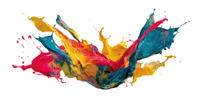 Vibrant splash of colorful paint on a black background, showcasing artistic creativity and vibrant energy.