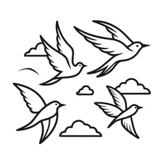 birds flying sky outline