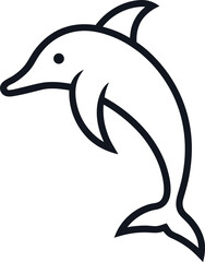 dolphin outline vector icon on white background	
