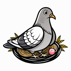 pigeon on eggs outline