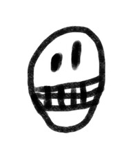 isolated smiling creepy face hand drawn