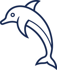 dolphin outline vector icon on white background	
