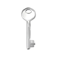 Silver Metal Key Isolated on Transparent Background