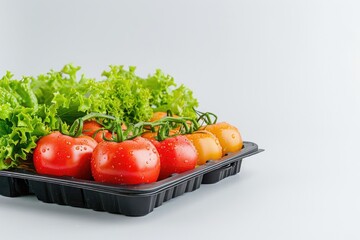 Ultra Quality Picture of Fresh Healthy Raw Vegetables in Tray on White Background