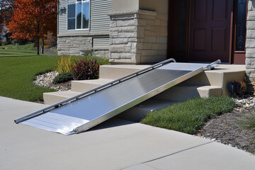 Durable metal wheelchair ramp designed for accessibility needs Generative AI