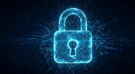 Digital security concept padlock icon for data protection and network safety online privacy and cybersecurity