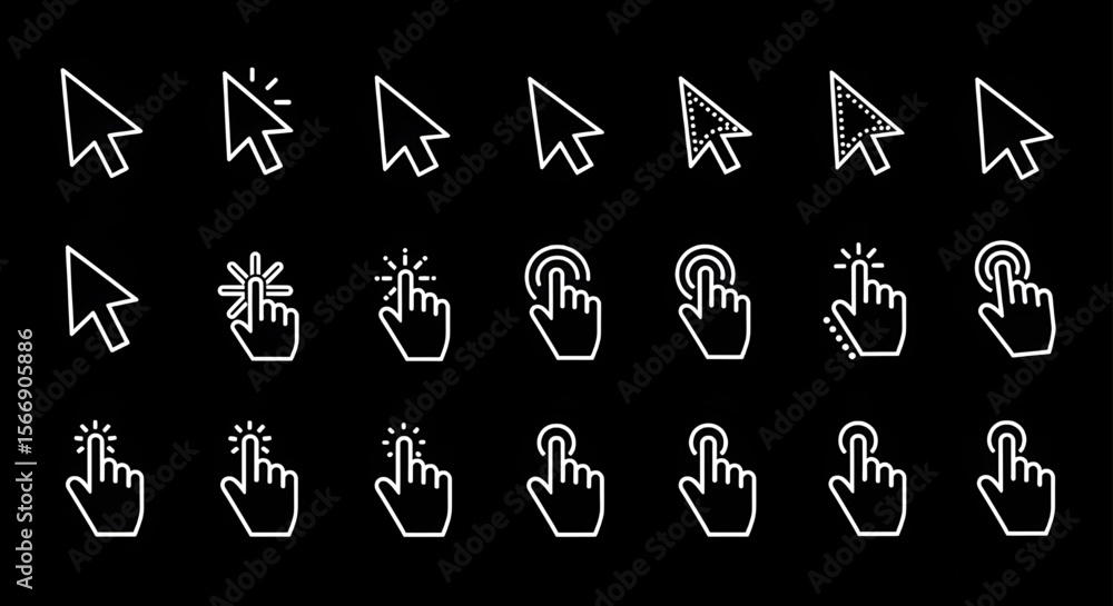 Fototapete Mouse Cursor Icon Set | Computer Interface Pointers for Website Design, User Experience and Interactive Media