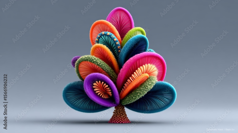 Poster colorful tree made of different colored balls. the tree is made of many different colors and is very