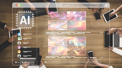 AI platform generating art images with dynamic interface. AI-generated content appears in image...