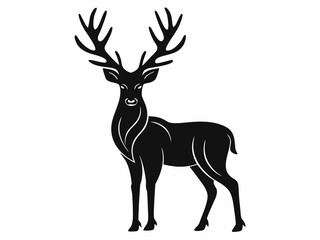 Silhouette of a Majestic Deer with Antlers, Standing Tall and Proud