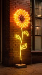 Neon sunflower wall decor