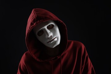 Anonymity. Man wearing mask on dark background