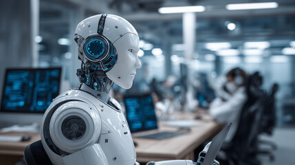 Fototapeta premium Digital Workforce - AI Robots and Automated Business Solutions