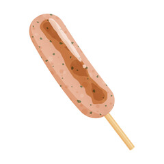 かわいいハーブフランクフルトのイラスト_焦げ目あり