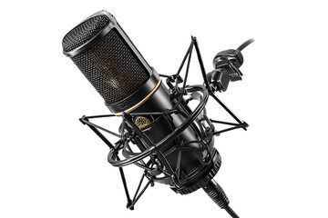 Professional studio condenser microphone on shock mount