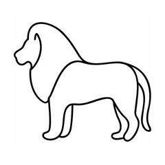 Black outline lion illustration on white background