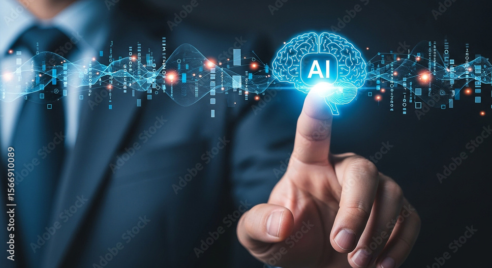 Aufkleber artificial intelligence ai brain technology concept for business innovation and digital transformati