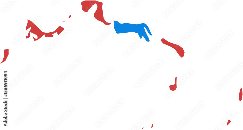 Poster geographic map shapes in red and blue isolated on transparent background