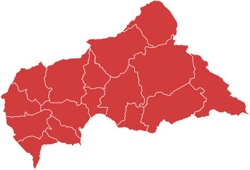 Map of central african republic with internal administrative divisions isolated on transparent background