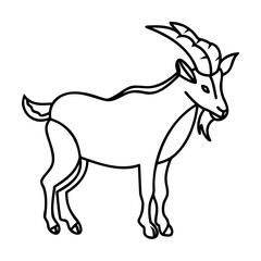 Black outline goat illustration standing on white background