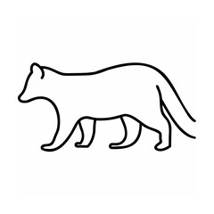 Black Line Art of a Walking Animal Silhouette on White Background
