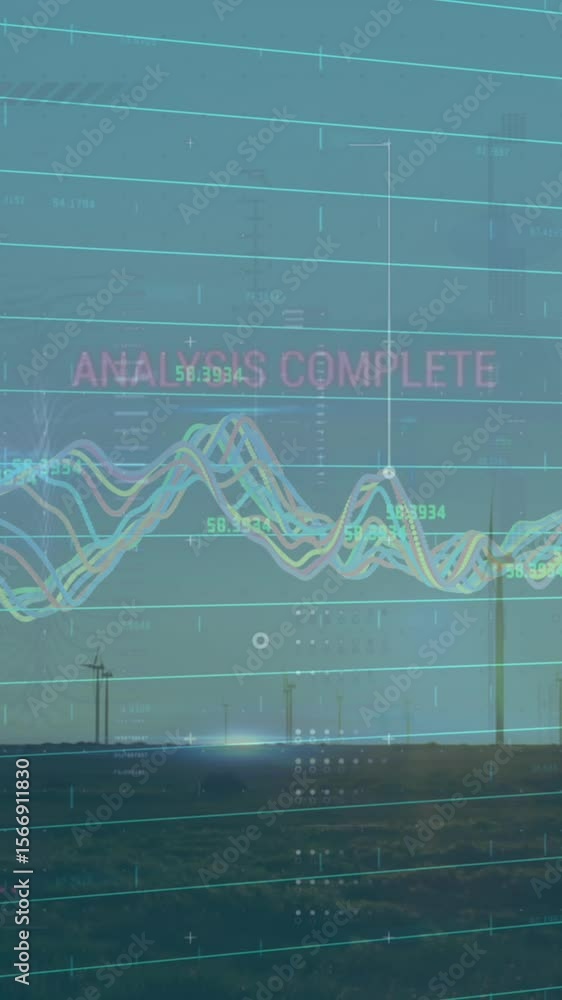 Poster animation of data processing over cityscape