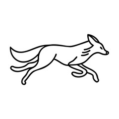 Black Line Art Running Fox Silhouette on White Background