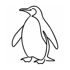 Naklejka premium Black Line Art Penguin Illustration on White Background