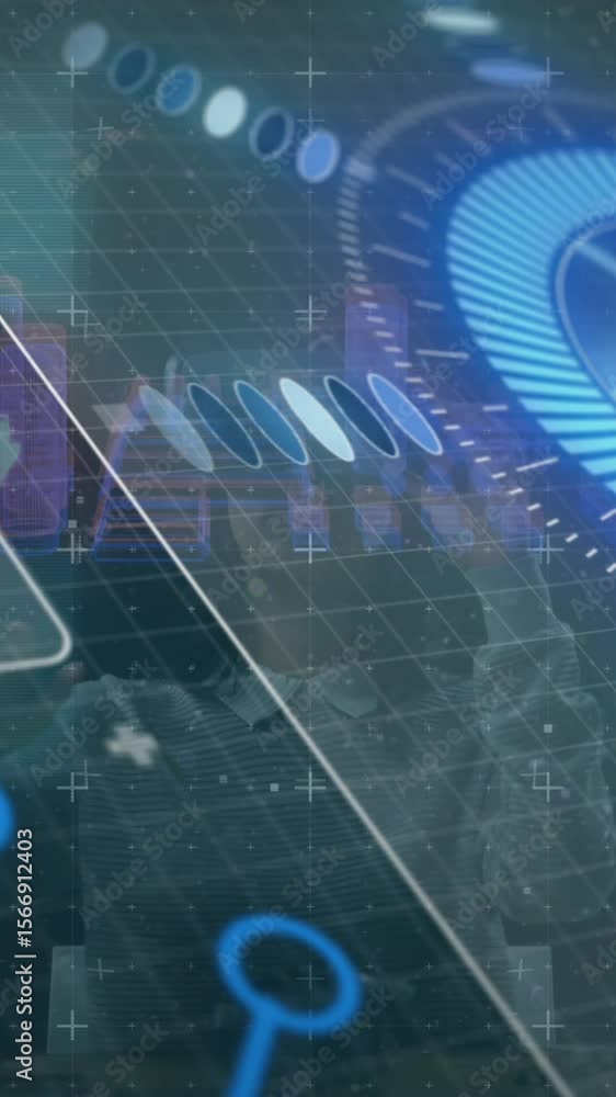 Poster animation of financial data processing over world map