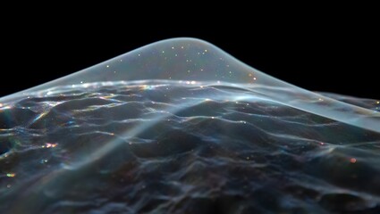 3D Iridescent Wave with Sparkling Particles