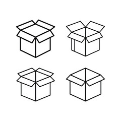 A set of open box line art vector illustration