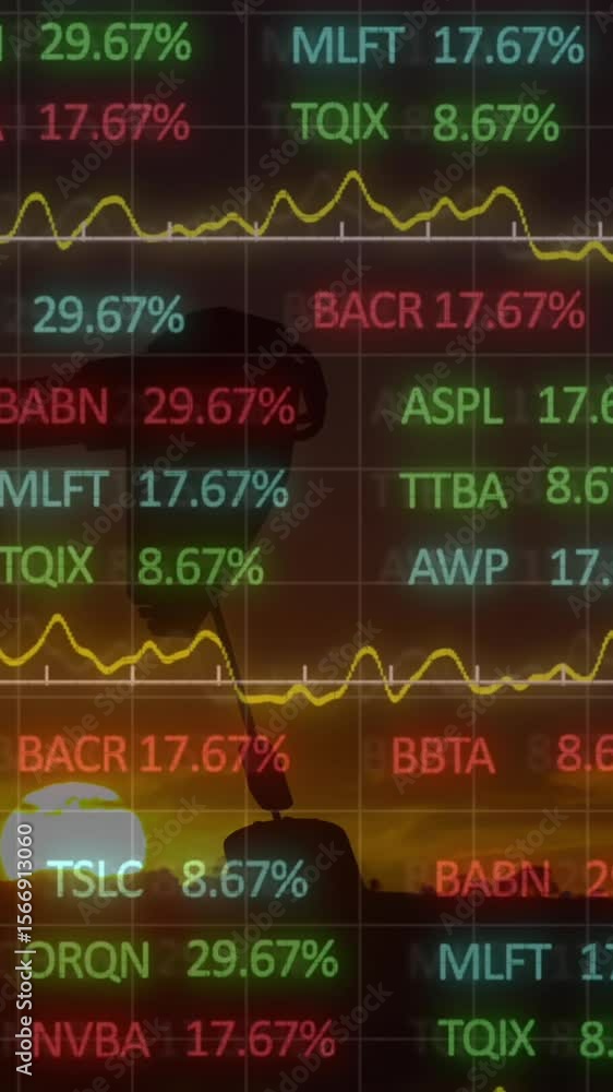 Poster animation of statistics and financial data processing