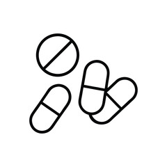 Pill and tablets line art vector illustration
