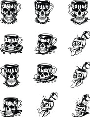 Obraz premium Skull Coffee Cup SVG Bundle, Coffee Lover Shirt