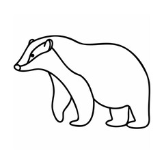 Black outline badger illustration on white background