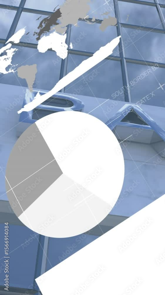 Aufkleber Animation of green line over grid and data processing