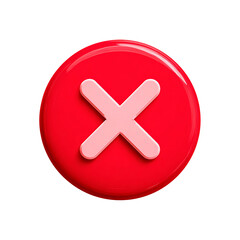 Obraz premium Red cross icon on transparent background. disagreement. disapproval. not right. 3D. disagreement icon.