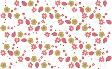 Seamless floral pattern with elegant hand-drawn flowers, ideal for fabric, wallpaper, and packagin