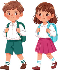 Cartoon school kids illustration vector back to school education design