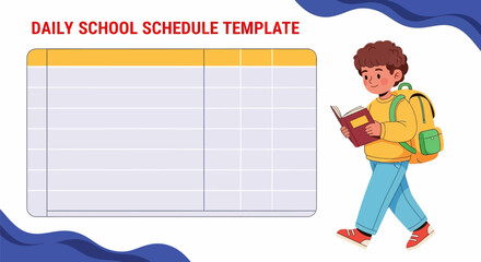 Daily school schedule template for students printable planner organizer time