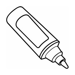 Black and white line art illustration of a marker pen on white background