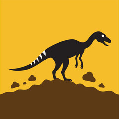 Dinosaur Skeleton Excavation Site Silhouette
