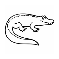 Black and white alligator illustration on white background