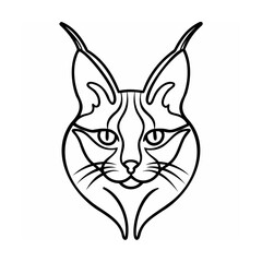 Black and white lynx face illustration on white background