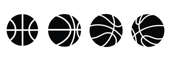 Fototapeta premium Minimalist Basketball Icons Set - Sports Game & Team Vector Symbols